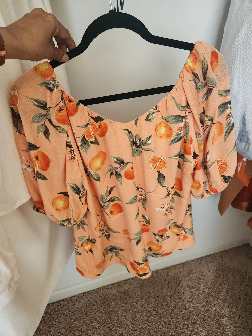 LOFT Peach-Print Off-Shoulder Blouse - Picture 2 of 3